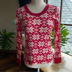 Hanna Andersson Holiday Snowflake Organic Cotton Long John Pajama Set S/M